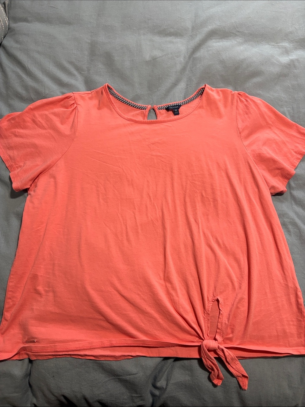 Women’s Nautica Coral Tie-Hem Short Sleeve Top